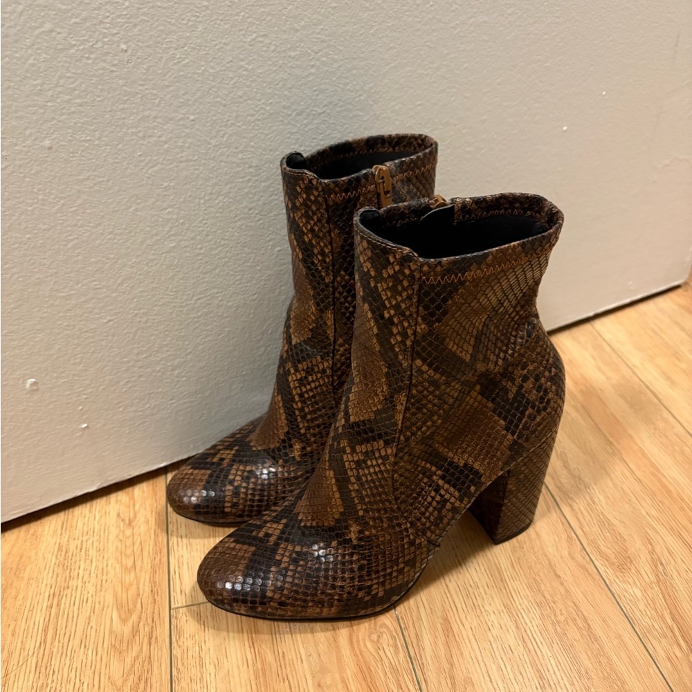 Aldo Brown Snakeskin Ankle Boots